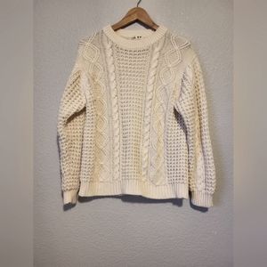 Cream Cable Net Sweater. Medium